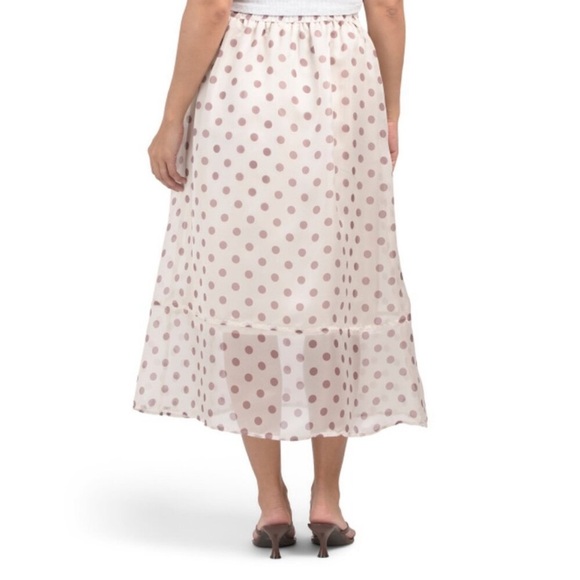 Melloday Polka Dot brown Midi sheer Skirt FALL 2025 FREE ZARA TOP - Picture 2 of 3